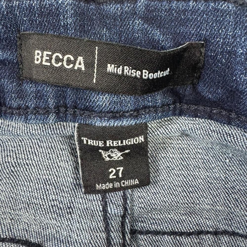 True Religion Jeans Becca Mid Rise Boot‎ Cut Indigo Women's Size 27x30 - Picture 3 of 7